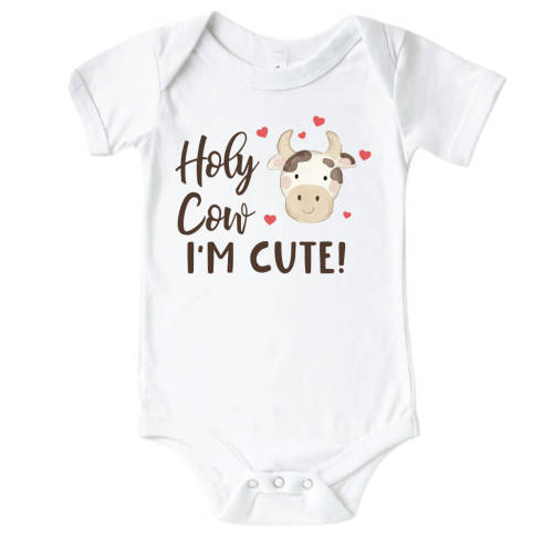 Holy Cow Im Cute Graphic Bodysuit | White