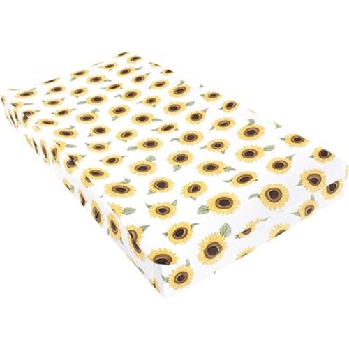 Hudson Baby Unisex Baby Changing Pad Cover, Sunflower, One Size