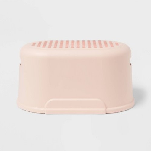 Kids' Single Step Stool Pink - Pillowfort™: Matte Finish, 20% Recycled Plastic, 150 lb Capacity, 15.1" Depth, 7.5" Height