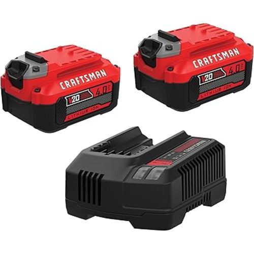 CRAFTSMAN 20V Power Tool Battery 2-Pack, Lithium-ion with Charger (CMCB204-2CK)