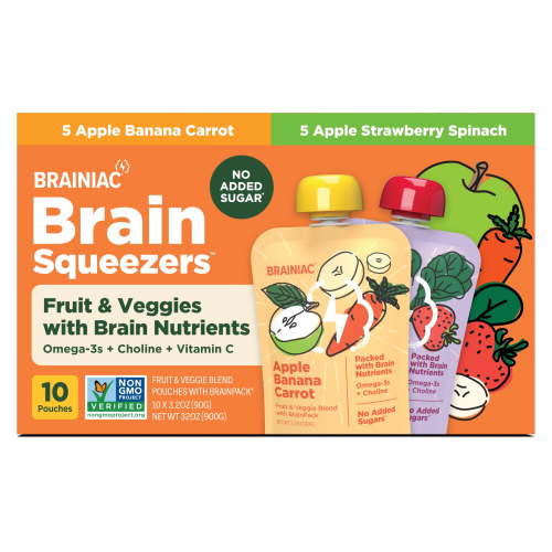 Brainiac Brain Squeezers 10ct Fruit & Veggies Variety Pack Applesauce