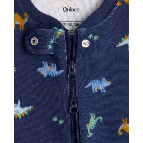 100% Organic Cotton Footie Pajama in Little Dinos