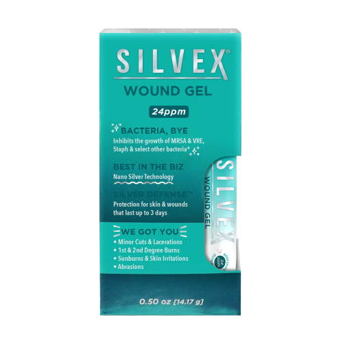 Silvex Wound Gel 0.5oz by Be Smart Get Prepared. Antimicrobial, for Burns, Sunburns, Skin Irritations, and Abrasions