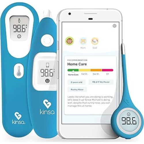 Kinsa Home Care Bundle - Digital Thermometers for Oral, Rectal, Armpit, Ear and Touchless Fever Readings