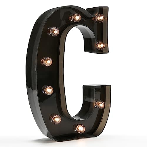 OYCBUZO Light Up Black Alphabet Marquee Letters Sign LED Marquee Number Lights Sign for Night Light Home Bar Christmas Lamp Birthday Wedding Party Decoration C