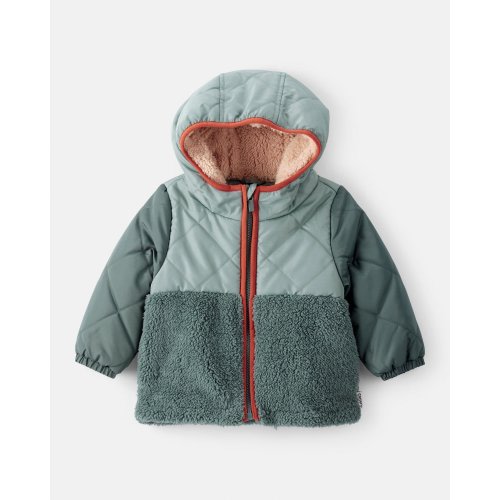 Baby Boy Long-Sleeve Midweight Quilted Sherpa Jacket - Green - Carter's | Carter's