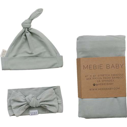 Mebie Baby Sage Bamboo Hat OR Head Wrap Set
