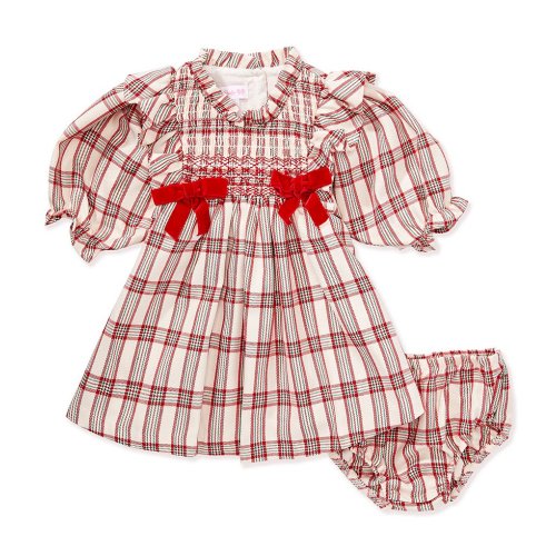 Bonnie Jean Baby Girls 3/4-Sleeve Plaid Fit-And-Flare Dress
