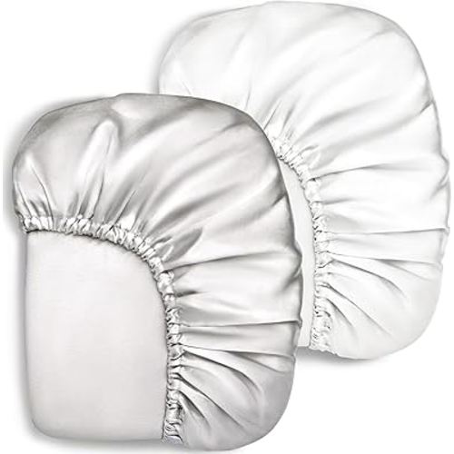 Pro Goleem 2 Pack Satin Soft Crib Sheet Great for Baby with Sensitive Hair Silky Baby Sheet White and Gray Unisex 52’’x28’’x8’’ Fitted Sheets