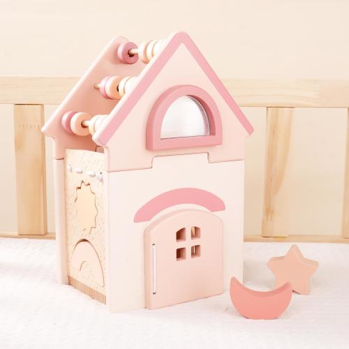 Personalized Wooden House Activity Cube, Montessori Cube 5 in 1,Wooden Educational Toy,Toddler Busy Cube,Baby Gift,Sort and Stack Toys