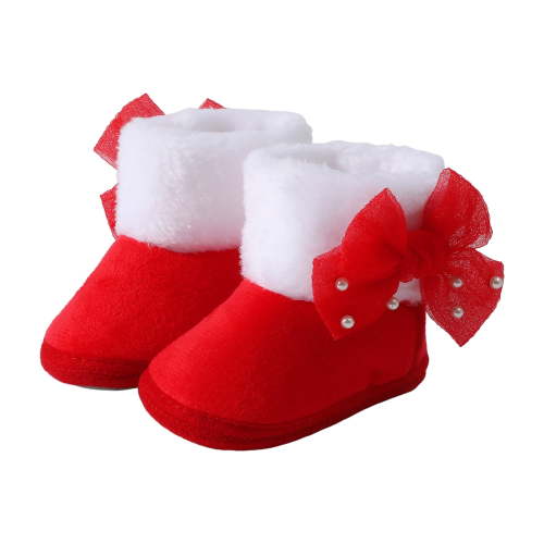 Gibobby Newborn Baby Cozy Fleece Booties with Grippers Winter Slippers Socks Soft Sole Stay On Infant First Walker Crib Shoes(Red,0-3 Months)