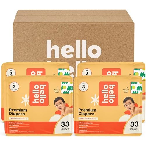 Hello Bello Diapers, Size 2 (10-16 lbs) Wild Cats, 30 Count of Premium Disposable Baby Diapers, Hypoallergenic with Soft, Cloth-Like Feel
