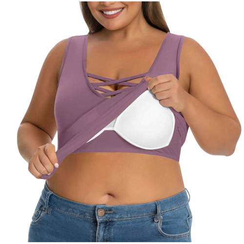 Delconic Women’s Plus Size Nursing Bra with Soft Removable Pads Wirefree Maternity Bralette Adjustable Straps for Breastfeeding Support Purple 5XL