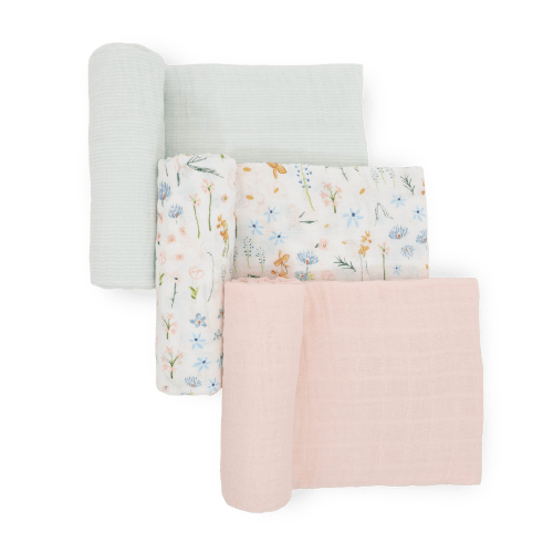Cotton Muslin Swaddle Blanket 3 Pack - Pastel Petals