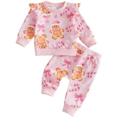 BemeyourBBs Newborn Toddler Baby Girl Outfit Ruffle Shirt and Pants Clothes