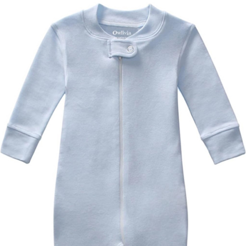 Owlivia Organic Cotton Baby Boy Girl Zip up Sleep 'N Play Pjs, Footless, Long Sleeve
