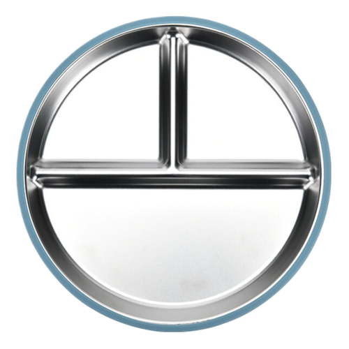 Stainless toddler plate with suction silicone sleeve