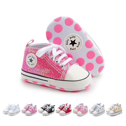 HsdsBebe Baby Girls Boys Shoes Infant Canvas High-Top Ankle Sneakers for Newborn 0-18M
