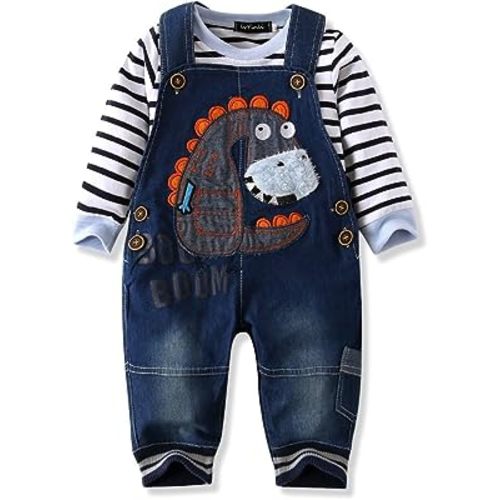 Cute Baby Boy Clothes Suit Toddler Boys' Striped long Sleeve T-Shirt+Denim Overalls Jumpsuit Pants Outfits Sets