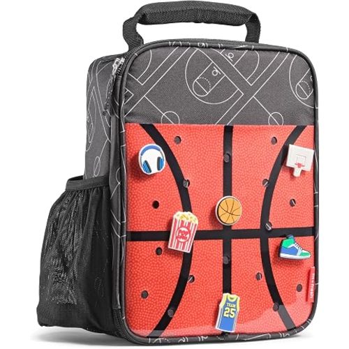 Fit & Fresh Customizable Basketball Kids Lunch Box - 6 Fun Charms Included