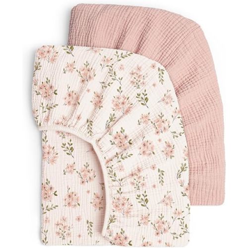 lulumoon Muslin Crib Sheets for Baby: Snug Fitted for 52x28 Crib Mattress