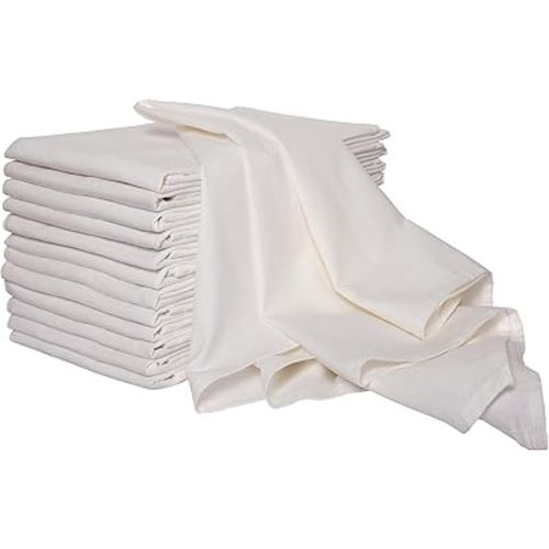 AMOUR INFINI Organic Cotton Flour Sack Kitchen Towels Set of 12 Super Absorbent 28 x 28 Soft Lint Free Flour Sack Tea Towels (Off White)