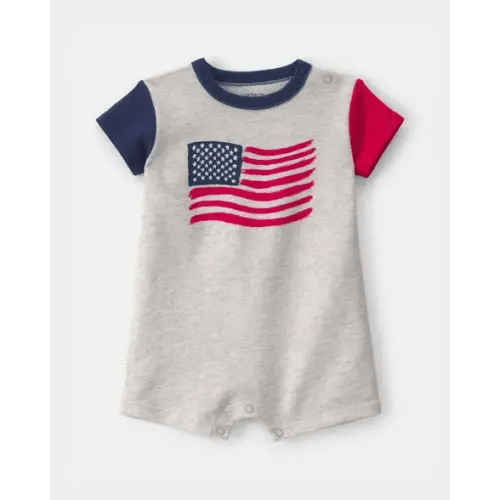 Baby American Flag Short-Sleeve Romper - Grey/Blue/Red | Carter's