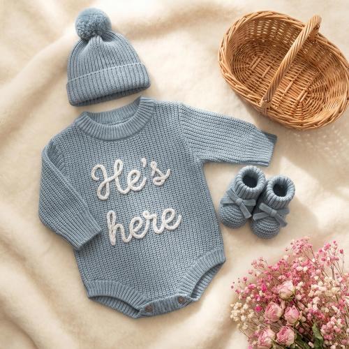 Newborn Romper, Custom Name Baby Girl Romper, Cotton Knit Ruffle Romper, Hand Embroidered Toddler Romper, Personalized Gift for Baby