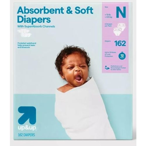 Disposable Diapers - (Size N - 162ct) up&up (Size-N, 162.0, Count)