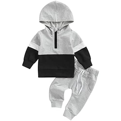 Noubeau Toddler Baby Girl Boy Clothes Long Sleeve Hoodie Zip Sweatshirts Pullover Tops+Casual Pants Set Fall Winter Outfit