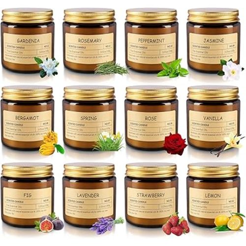 12 Pcs Scented Candles with Added Natural Essential Oils, 3.05oz, Suitable for Various Festivals, Parties, Yoga, and Home Scene.