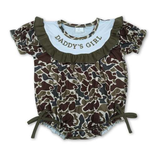 Short sleeves ruffle daddy's girl camo baby romper – Boots Bows Camo