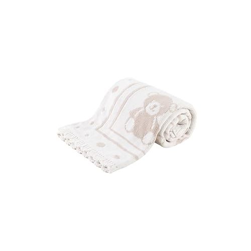 Berkshire Baby Blanket,Ultra-Plush Reversible Chenille Knit Toddler Blanket,Cute Pattern Nursery Crib Blanket,Ideal Baby Gift(30x40 Inches,Teddy Bear Knit White-Tan)