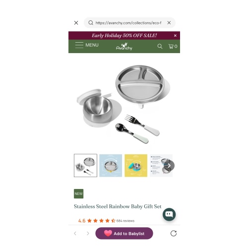 Avanchy Stainless Steel Gift Set: Registry Fave, Bowl, Plate, Spoons