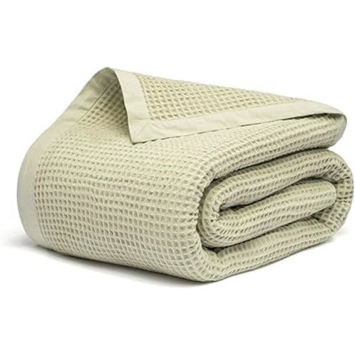 Salt Earth GOTS Certified 100% Organic Cotton Throw Blanket, 55" X 60" Waffle Blankets & Throws for Bed, Throw Blanket for Couch, Modern & Cozy Blanket, All Season, Comfy & Soft Blankets (Sea Foam)