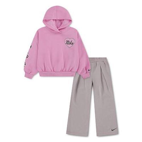 Baby Toddler Little Girls 12 months to 6x Nike "Just Do It." Hoodie & Wide Leg Pants 2-Piece Set
