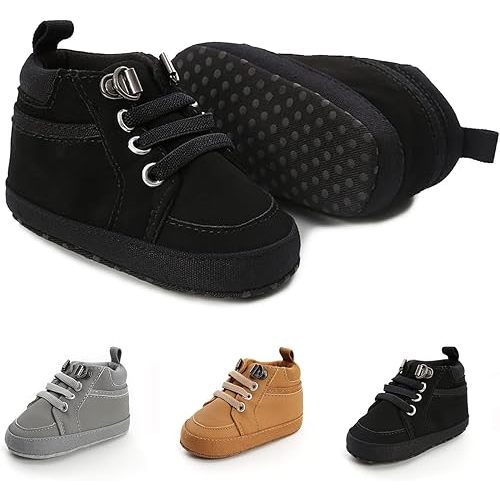 CENCIRILY Baby Boys Girls High Top Sneakers Soft Soles Anti Skid Infant Ankle Shoes Toddler Prewalker First Walking Crib Shoes