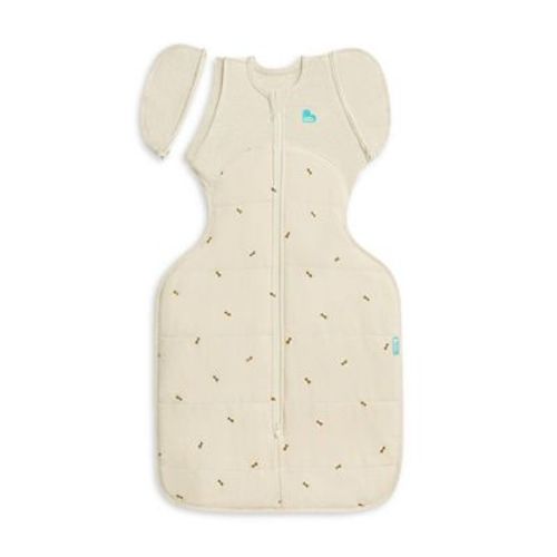 Love to Dream Swaddle Up Transition Bag - Warm Cotton 2.5 TOG Oat Bees - Large: Two-Way Zipper, Breathable Fabric, Zip-Off Sleeves, Inverted Zipper