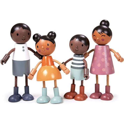 Tender Leaf Toys - Humming Bird Doll Family - Multicultural Wooden Dolls House Family Set with Flexible Arms and Legs - Inspires Endless Imaginative Play - Age 3+