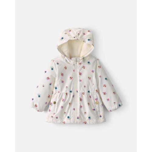 Baby Girl Floral Hooded Midweight Winter Jacket - Cream | Carter's