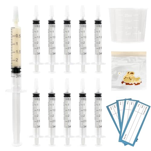 ISOPEN 50 Sets 3mL Colostrum Syringes with Caps,Colostrum Collector kit | 50PCS 3mL Sterile Syringe, 50 Labels, 5 Storage Bags and 1 Measuring Cup