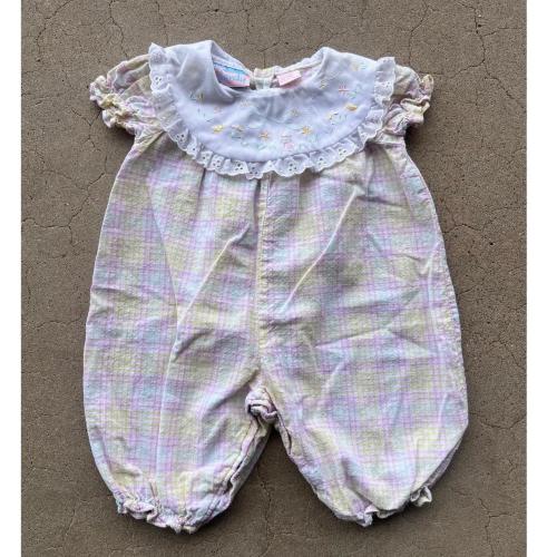 Vintage pink and yellow Fine & Dandy baby romper...