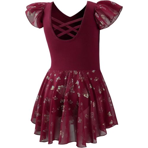 DIPUG Ballet Leotards for Girls Shiny Toddler Dance Leotard Butterfly