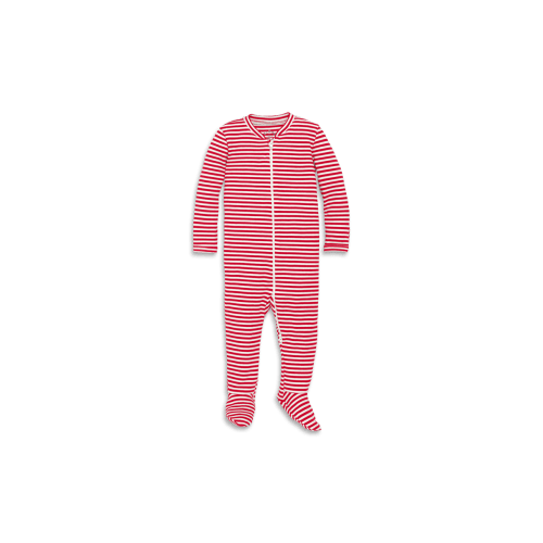Baby Organic Zip Footie In Stripe, 9-12M