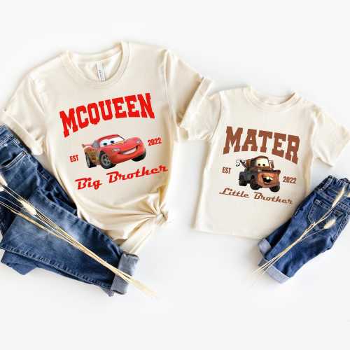 McQueen and Mater Big Brother Little Brother Shirt, Custom Matching Sibling Shirt, Big Brother Onesie®, Big Brother Shirt Announcement