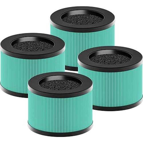MK01 & MK06 True HEPA Filter Replacement Compatible with Aroeve MK01, MK06, ToLife TZ-K1 and Kloudi DH-JH01 Air Purifier, Pet Dander Version, Green, 4 Pack