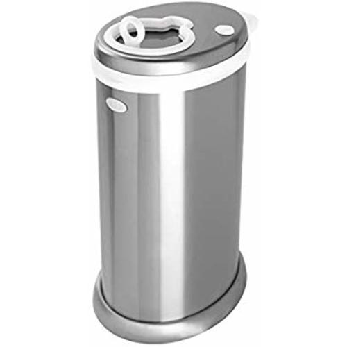 UBBI Stainless Steel Odor Locking, No Special Bag Required Money Saving, Awards-Winning,Modern Design Registry Must-Have Diaper Pail, Chrome - Chrome Pail
