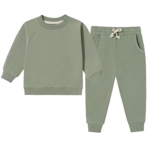 Baby Boys Sweatsuit Set Organic Cotton Toddler Boys Clothes Fall Outfits 2 Piece Top and Pants Clothing Sets