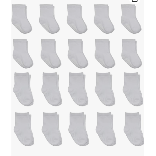 Little Me 20-Pack Newborn Baby Infant & Toddler Unisex Socks, 0-12/12-24 Months, Assorted Size Pack, White