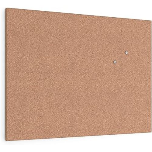U Brands Cork Canvas Bulletin Board, 24" X 18", Self Healing, Natural Cork Surface, Frameless (2873U00-01)